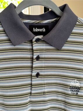 Vintage Ashworth Men's Stripe Performance Polo Shirt